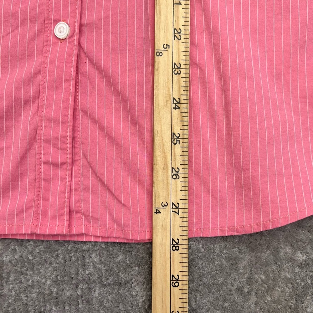 Ariat Long Sleeve Button Up Shirt Womens Large Flip Cuffs Fitted Pink Pinstriped - Picture 6 of 14